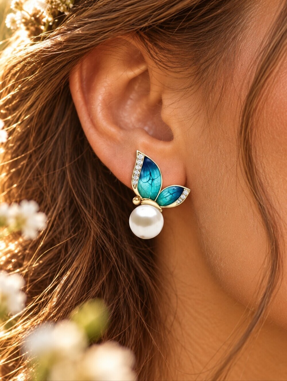 ANTHROPOLOGIE BUTTERFLY STUD EARRINGS 1